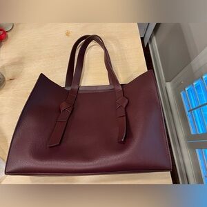 Rachel Zoe Tote Bag Burgundy Faux Leather Double Handle Bag NWOT